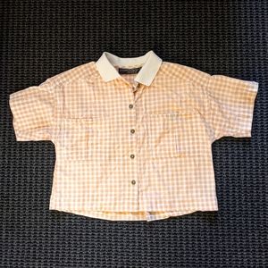 Vintage Cropped Gingham Button-up